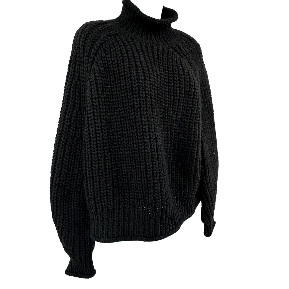 H&M Roll Neck Chunky Knit Sweater Women XL Mock Neck Fisherman Raglan